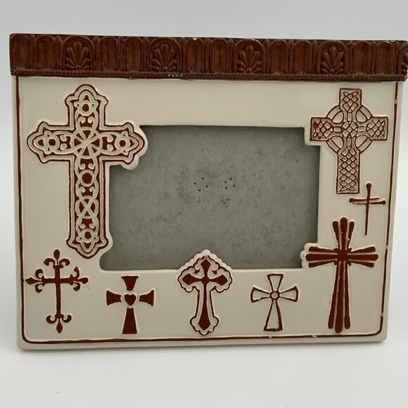 2008 The Encore Group Spiritual Harvest Glazed Cross Creme Frame 4 x 6 - Picture 9 of 9